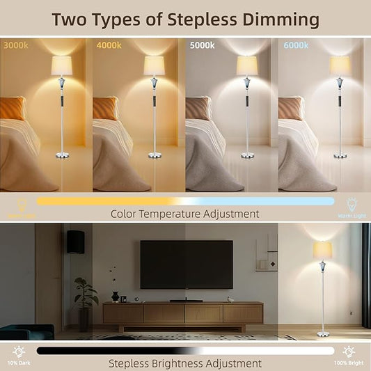 Blue Glass Floor Lamp, Smart Floor Lamps for Living Room, Modern Standing Lamps with Remote Control, Stepless Dimmable Colors Temperature & Brightness, Tall Floor Lamp For Bedroom Office, Home Decor
