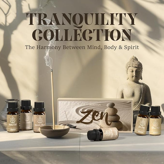 ARVIDSSON Zen Essential Oils Set, Nautal Tranquil Essential Oil for Diffusers for Home - Zen Garden, Lavender Dream, Serene Spa, Citrus Mint, Tranquil Wood, Herbal Chill, Gift for Women