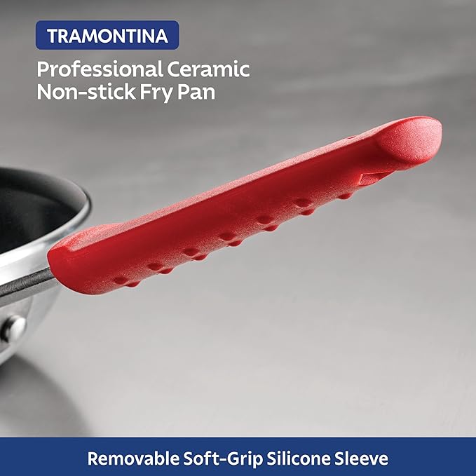 Tramontina Professional 8-Inch Ceramic Non Stick Small Frying Pan, Heavy-Gauge Aluminum Skillet with Ceramic Nonstick Coating, Dishwasher and Oven Safe, Black