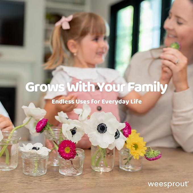 WeeSprout Glass Baby Food Storage Jars w/ Lids (4/8 oz, 12 Pack Set) Snack, Reusable Small Containers, Breast Milk, Fridge, Freezer, Microwave & Dishwasher Safe, Essential Must Have for Infants
