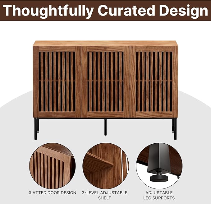 Set of 2,3 Door Accent Storage Cabinet with Doors and Adjustable Shelf,Freestanding Buffet Cabinet,Modern Sideboard Buffet Cabinet for Living Room,Dining Room,Kitchen,Hallway