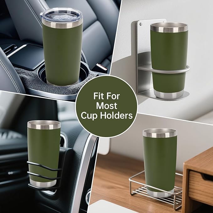 IEOVIEE 32 Pack, 20oz Stainless Steel Bulk Tumblers with Lids and Straws, Double Wall Insulated Travel Coffee Mug, Durable Powder Coated Tumbler Bulk Cup for Cold and Hot Drinks(Army Green)