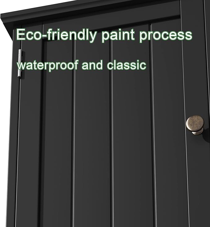 ChooChoo Bathroom Cabinet Wall Mounted 2-Door with 3 Open Shelves, Wooden Medicine Cabinets with Adjustable Shelf,Space Saver Storage Cabinets Over The Toilet for Bathroom&Living Room,Black