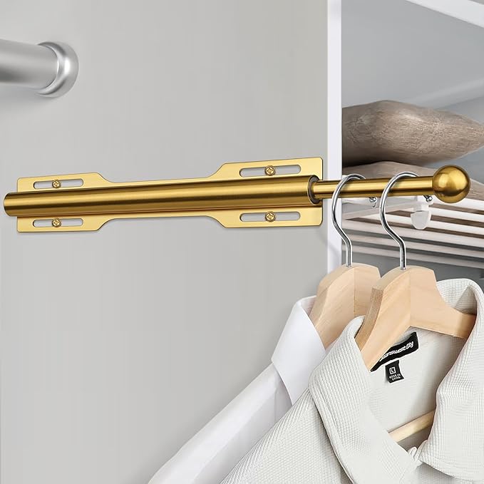 12" Valet Rod for Closet Pull Out (1 Pack, Brushed Gold)