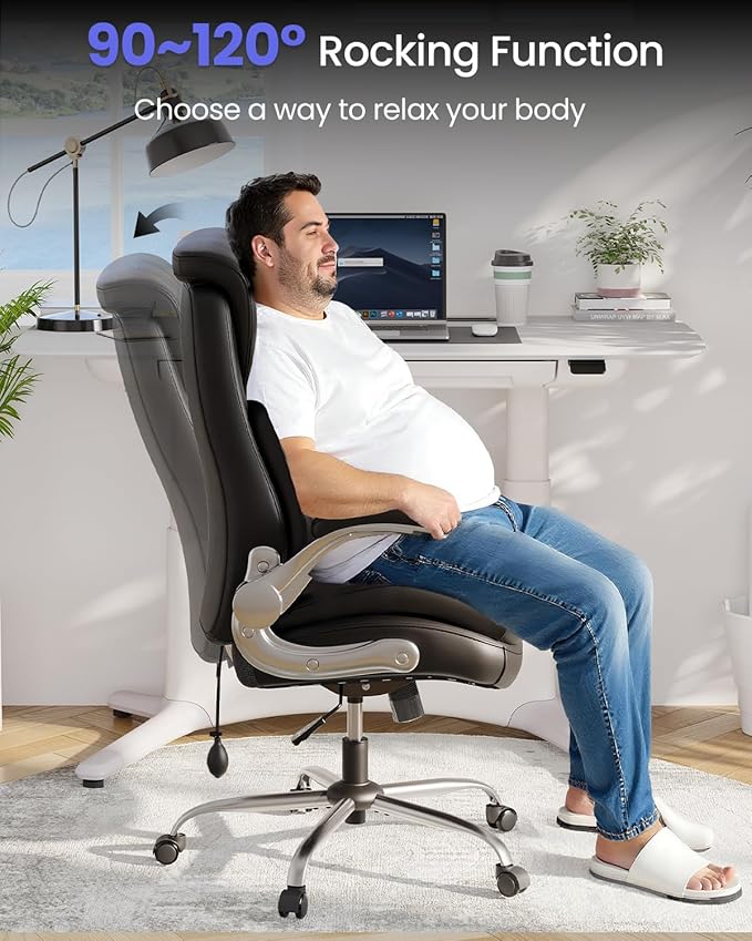 500lbs Executive Office Chair Big and Tall, Adjustable Lumbar Support for Back Pain, BIFMA-Certified Heavy Duty Office Chair Computer Desk Chair with Extra Wide Seat & Thick Armrest Pad