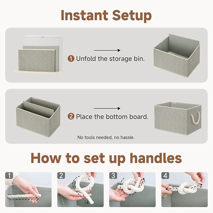 StorageWorks Storage Baskets for Shelves, Closet Organizers and Storage Bins, Fabric Organizer Bins for Clothes, Closet Shelf Organizer, Gray, Large, 3-Pack
