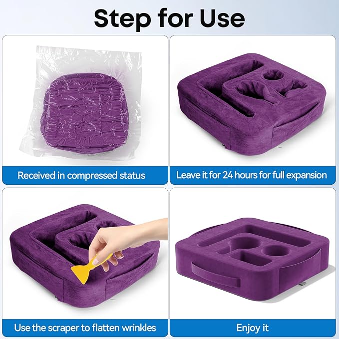 Couch Cup Holder Pillow, Sofa and Bed Caddy for iPad, Kindle, Switch, Game Controller, Remotes, Phones, Small-Sized Cup and Drink Holder for Couch, Bed, Desk, Car, Beach, Bathroom Cup Holder, Purple