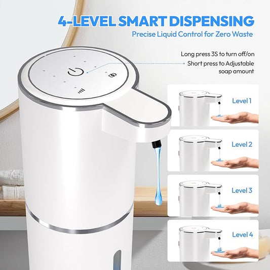 2 Pack Automatic Soap Dispenser Touchless,Liquid Hand Soap Dispenser 12.8oz Electric Wall Mounted Smart for Bathroom and Kitchen Dish Soap,Easy for Toddlers(White)