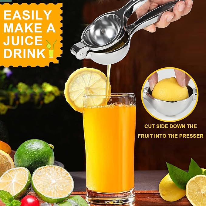 TEZZ Premium Lemon Squeezer, Large Heavy Duty Handhelp Juicer for Lemon, Metal Hand Press Citrus Juicer, Lime Squeezer Bar Tool, Manual Citrus Press | Large bowl ergonomic handle easy handheld press for lemons and limes