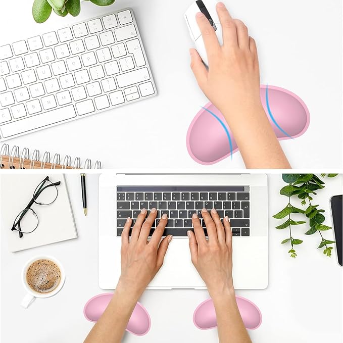 Dapesuom Mouse Wrist Rest, Ergonomic Memory Foam Mouse Wrist for Computer Desk Mats Support, PU Leather Hand Rest Pad Cushion for Gaming, Laptop, Men, Women, Pain Relief & Easy Typing, Rose Pink