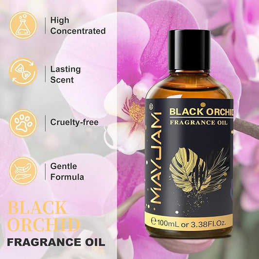 MAYJAM 100ML/3.38FL.OZ Black Orchid Fragrance Oils with Glass Dropper, Essential Oils for Diffusers, Long Lasting Scented Oils for Soap Candle Making
