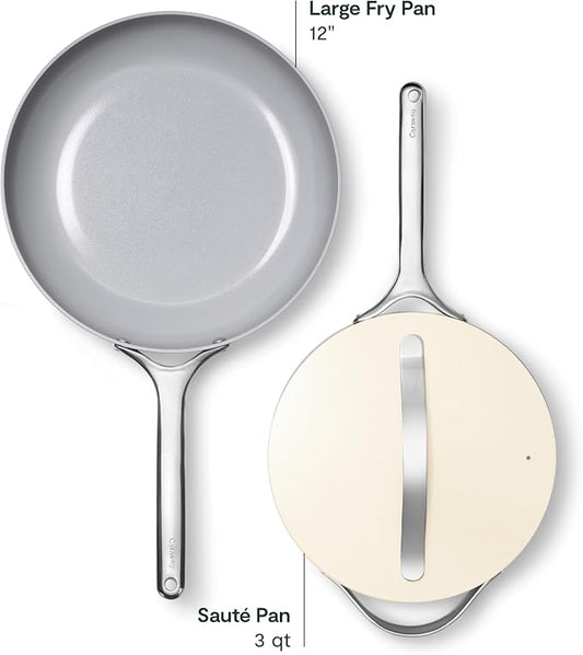 Caraway 12in Fry Pan + 10in (3qt) Saute Pan Duo Cream
