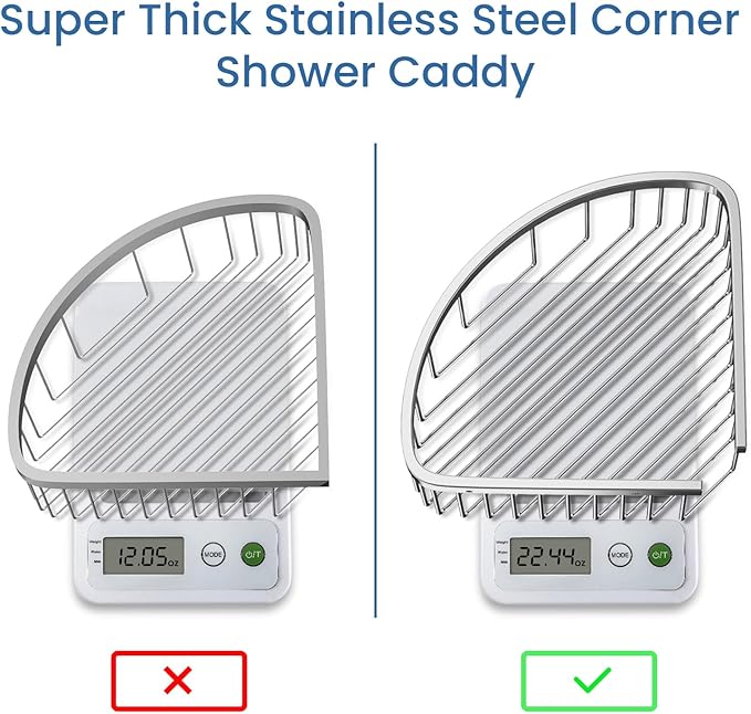 Shower Basket Brushed Stainless Shower Corner Shelf, 304 Caddy Stainless Steel Rustproof, Organizer Wall Mounted Basket(Includes Screws)