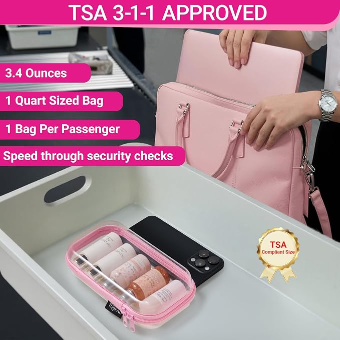 YQBRAO 6 Pack Soft Pink Clear Hard Shell Zipper Case, 1.2mm Crush-Proof Makeup Bag & Skincare Organizer, Heavy Duty Travel Pouches for Toiletries, Art Supplies & Daily Carry (2L+2M+2S)