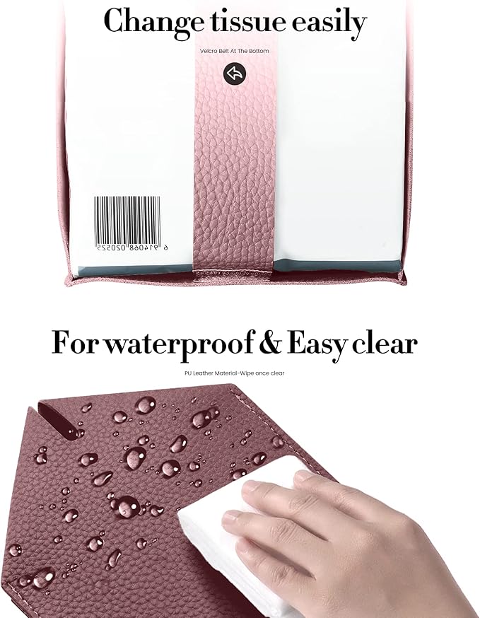 Tissue Box Cover, Jeethemy Square PU Leather Tissue Box Holder, Modern Tissue Case Facial Paper Organizer Dispenser,5X5X5'',Single Wine