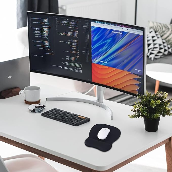 EooCoo Ergonomic Mouse Pad with Wrist Support, Mousepad with Memory Foam Wrist Rest and Non-Slip Base for Computer, Cafe, Home & Office, 9.64 x 8.26 in Office Desk Accessories