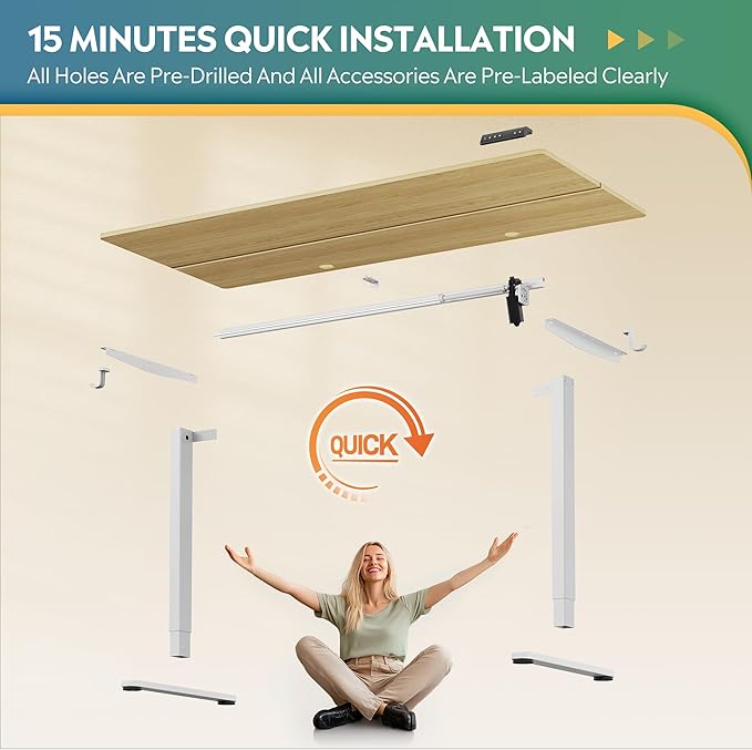 DEVAISE 63 x 28 Inches Electric Standing Desk, Adjustable Height Stand up Desk for Home Office, Ergonomic Sit to Stand Desk with LED Touchscreen, 3 Memory Preset Computer Desk (Maple)