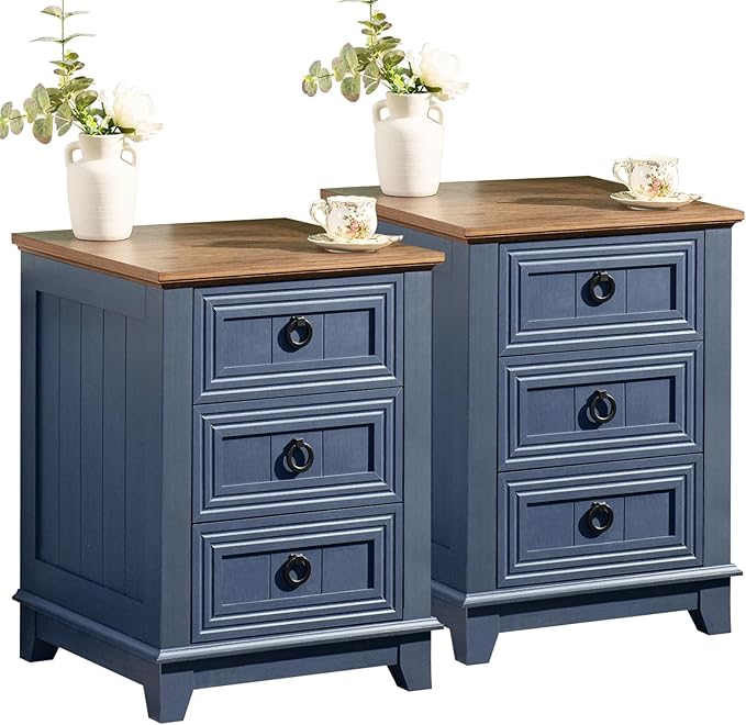 Farmhouse Coffee Table Set of 3, Furniture Set, Coffee Table with Hidden Storage Organizer and Nightsand 3-Piece Set, Large Country Natural Center Table Set for Living Room,Office, Home