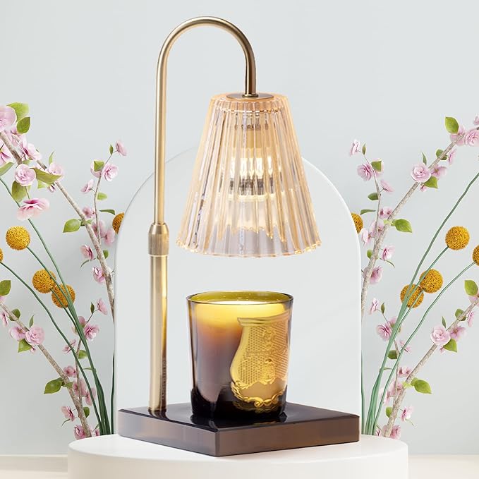 Candle Warmer Lamp with Dimmer & Timer- Wax Melt Warmer Fits All Candle Size - 2 Bulbs Included (Black Marble)