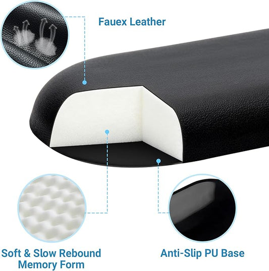 PU Leather Keyboard Wrist Rest, Ergonomic Memory Foam Wrist Support for Pain Relief, Waterproof & Easy to Clean Hand Rest Pad for Office, Gaming & Mechanical Keyboards (Classic Black)
