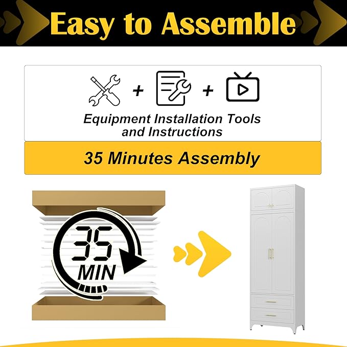 Kitchen Pantry Cabinet,90" Storage Cabinets with Doors and Shelves,Metal Pantry Cabinet with 2 Drawers,White Kitchen Cupboard for Livingroom,Pantry, Bathroom