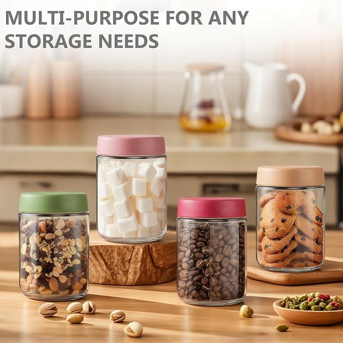 TBWIND 12 Pack Overnight Oats Containers with Lids, 16oz Glass Mason Jars with Airtight Lids, Wide Mouth Food Storage Containers for Yogurt, Chia Pudding, Meal Prep & Breakfast