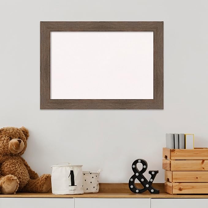 Amanti Art White Cork Board for Wall, 15x21 Vision Board with Brown Wood Frame, Small Corkboard Office Decor for Home Organization, Country Rustic Corkboard Pinboard to Display Items for Home