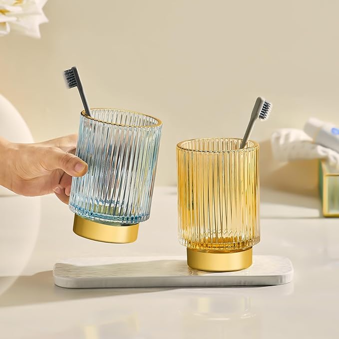 Makeup Brush Holder Organizer,Toothbrush Holders,Desk Pen Pencil Holder,Multifunctional Vintage Glass Brush Cup(S/Milky White/A3-US)