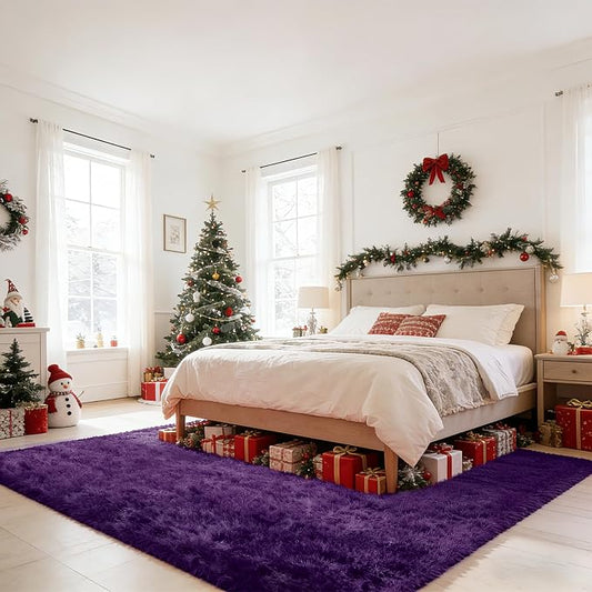 Shag Area Rugs for Bedroom Living Room,6X9 Ultra Soft Purple Fluffy Area Rugs for Dorm,Indoor Carpet Plush Rugs for Home Decor, Purple