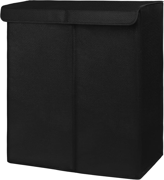 DOKEHOM 150L Extra Large Laundry Hamper with Lid, 2-Section Double Laundry Basket with Removable Mesh Liner Bags, Collapsible Clothes Sorter for Family, Bedroom, Laundry Room, Black