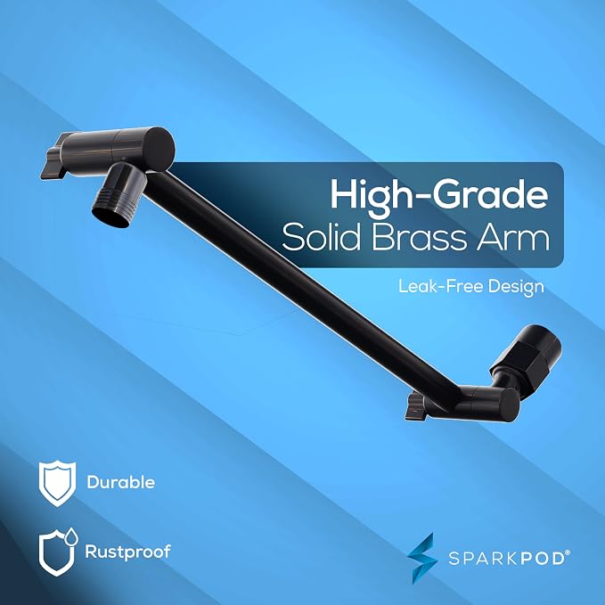 SparkPod 6" Round Rain Shower Head with 11" Shower Arm | Shower Head & Extension Arm Combo, Height Adjustable, High Pressure Performance, Easy 1-Minute Installation,Oil-Rubbed Bronze