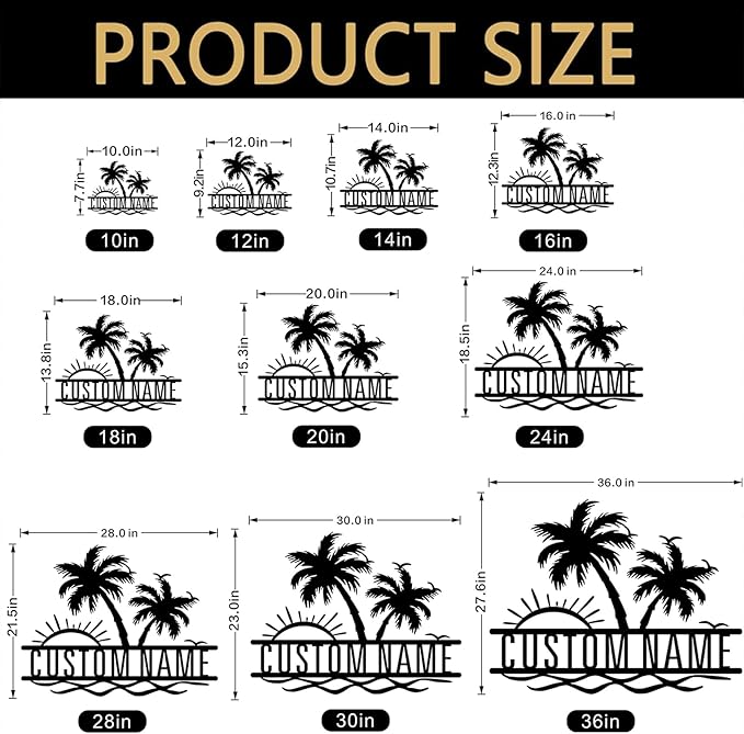 Personalized Backyard Pool Metal Sign Custom Sunshine Palm Tree Beach House Metal Wall Art Personalized Ocean Waves Pool Patio Decoration Birthday Family Pool Home décor Tree House Sign