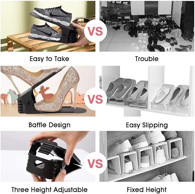 Neprock Closet Shoe Organizer,Shoe Storage Organizer Shoe Rack for Closet Organization,Shoe Slots Organizer De Zapatos Shoe Hoder Space Saver for Entryway(36 Pack)(Black)