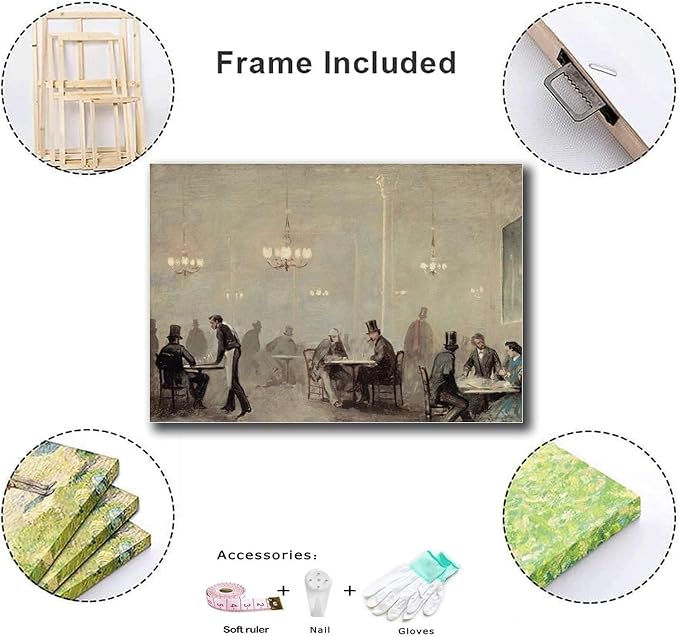 SENLYCH Canvas Painting Poster and Print Pictures Vintage Bar Cart Print Bar Cart Wall Decor Moody Wall Art Bar Wall Art Bedroom and Kitchen Office Wall Decoration 16x24inch Wood Frame