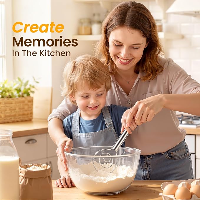 Danish Dough Whisk & Egg Whisk Set for Sourdough Bread, 2PCS Bread Dough Mixer for Sourdough, Pizza, Batter, Eggs & Cream, Heavy Duty Baking Whisks, 12-Inch