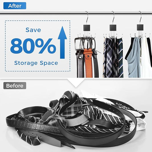 1 Pack Belt Hanger, Belt Organizer for Closet | 360° Rotatable, Max 24 Belt Storage, Space Saving, Closet Organizers and Storage