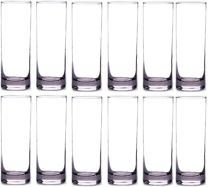 LEMONSODA Premium Highball 12oz/15oz Glass Sets - Elegant Tom Collins Glasses - Tall Water Drinking Glasses - Bar Glassware for Mojito, Whiskey, Cocktail (15oz, Set of 12)