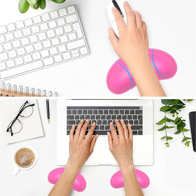 Dapesuom Mouse Wrist Rest, Ergonomic Memory Foam Mouse Wrist for Computer Desk Mats Support, PU Leather Hand Rest Pad Cushion for Gaming, Laptop, Men, Women, Pain Relief & Easy Typing, Hot Pink