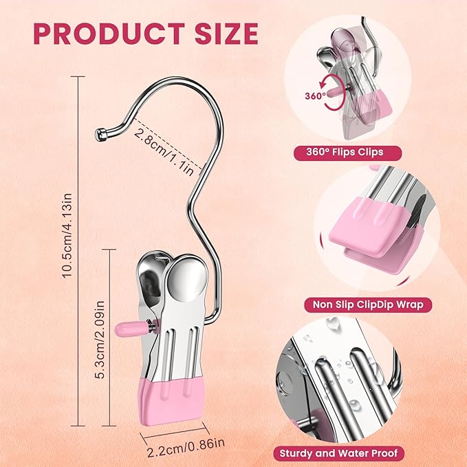 50 Pack Pants Hangers with Clip,Legging Organizer for Closet Hanging, Space Saving Yoga Pants Hangers Clip Hanger Wardrobe Organization,Closet Organizers and Storage for Jeans,Shorts,Skirts,Hats-Pink