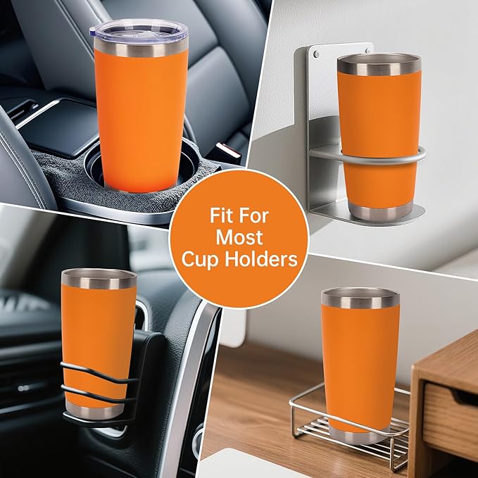 IEOVIEE 32 Pack, 20oz Stainless Steel Bulk Tumblers with Lids and Straws, Double Wall Insulated Travel Coffee Mug, Durable Powder Coated Tumbler Bulk Cup for Cold and Hot Drinks(Orange)
