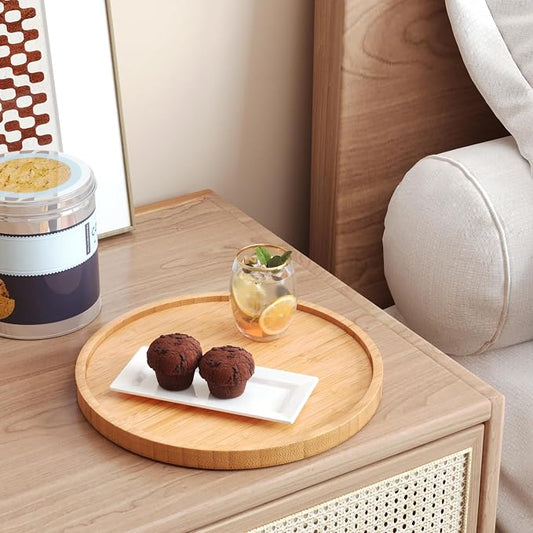 VERTORGAN Bamboo Serving Tray,8.7 Inch Decorative Trays Platter for Coffee Table,Living Room,Bar,Party,Mini Charcuterie Boards Cheese Board,Home Decor(Natural)