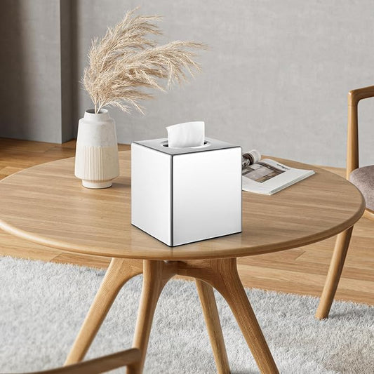Y-in Hand Tissue Box Cover, Square Facial Tissue Holder Storage for Bathroom Vanity, Countertops, Dressers, Night Stand, Parlors and Offices - Mirror