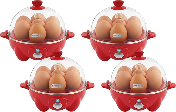 DASH Rapid Egg Cooker: 7 Egg Capacity Electric-Egg Cooker for Hard Boiled Eggs,Poached Eggs,Scrambled-Eggs,or Omelets.,(Pack of 4)