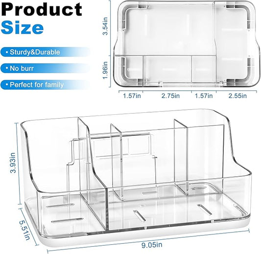White Cosmetic Storage Box Dressing Table & Bathroom Counter Storage Lipstick & Brush Beauty Organizer Dressing Table Skincare Organizer Suitable for Bathroom, Living Room, and Kitchen Storage