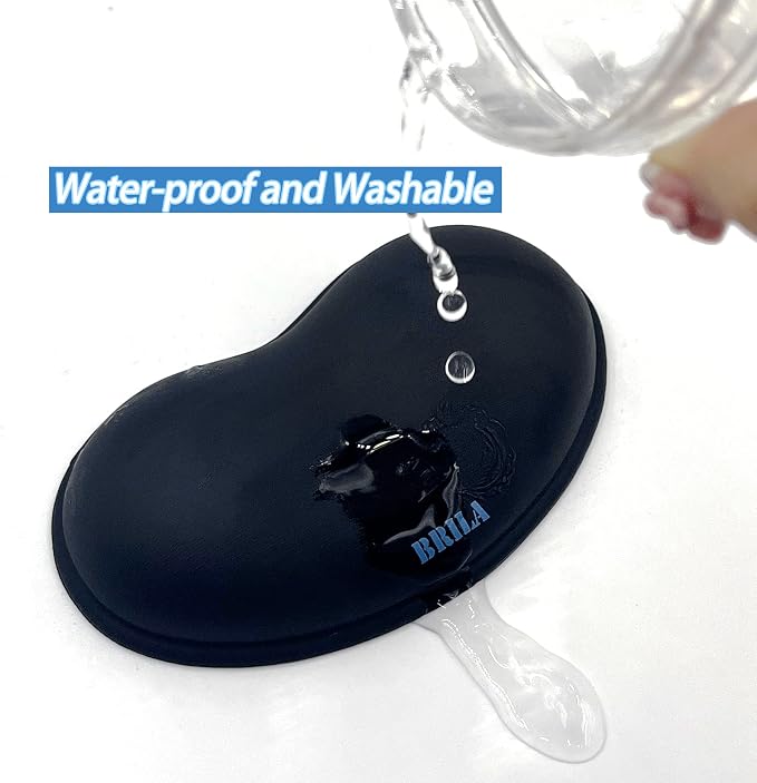 BRILA Ergonomic Silicone Mouse Wrist Rest, Cooling Silica Gel PU Leather Mouse Wrist Support Pad for Office Work and Laptop Computer Gaming
