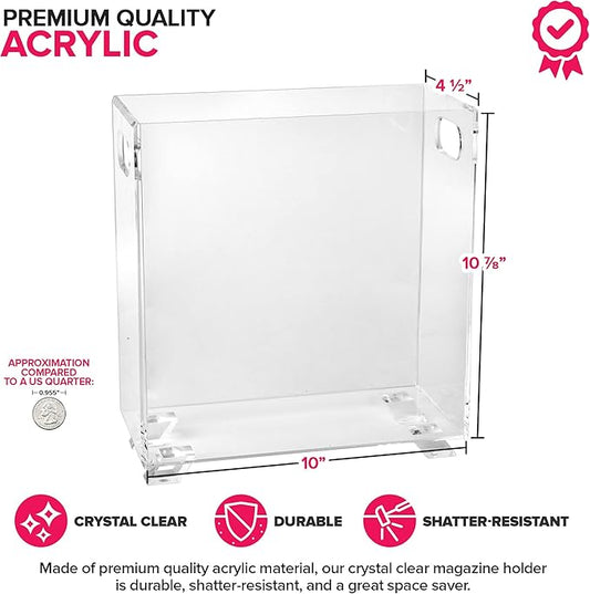 Stock Your Home Acrylic Magazine Holder (3 Pack), Crystal Clear Shatterproof Organizer with Open Top – Space-Saving Display for Office, Reception, Desk, and Waiting Room