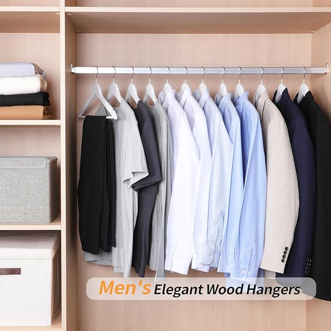 Amazon Basics Wood Suit Clothes Hangers, 30-Pack, White