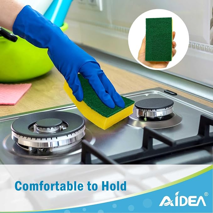 AIDEA Sponges Kitchen, 50 Pack Heavy Duty Dish Sponge, Cleaning Dish Scrubber Sponge for Home and Kitchen, Stink-Free Cleaning Supplies for Pots, Pans