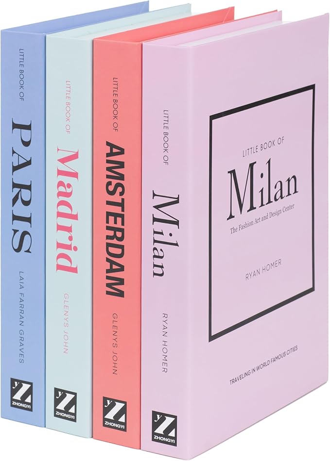 Pastel Medium | 4 PCS Faux Decorative Books for Home Decor | Not Real Books (Cardboard Boxes) | Coffee Table, Shelf Styling & Modern Aesthetic Accent Pieces for Living Room, Office