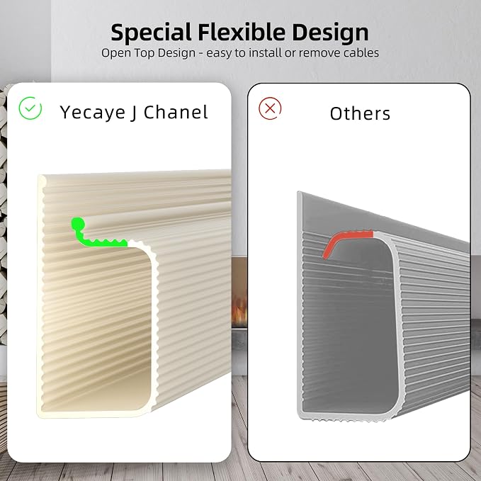 YECAYE 157in Cable Management, Cord Organizer,Easy Install Self-Adhesive Cable Organizer,Cord Management, Desk Wire Holder for Office Organization,Child and Pet Proofing, Beige